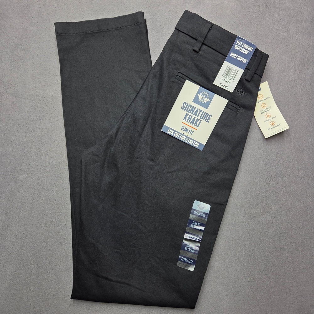 Dockers Signature Men's 29x32 Slim Fit Lux Cotton Stretch Pants $30 Black NWT